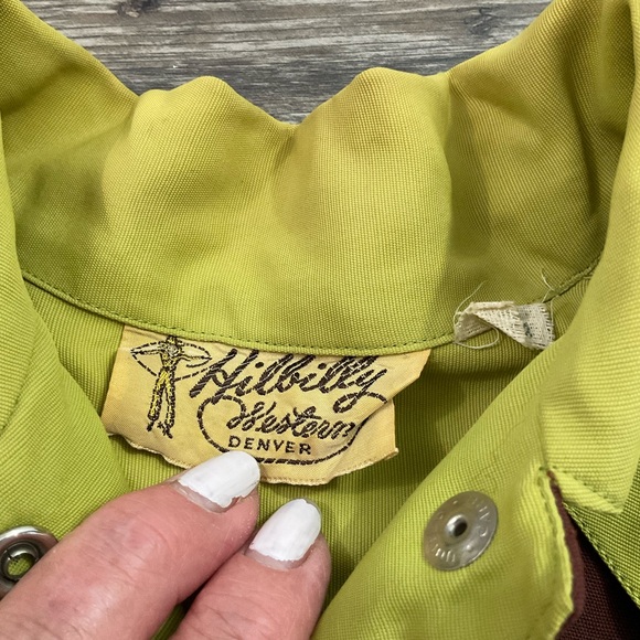 Vintage 1940s Western Shirt Embroidered Chartruse Women’s Sz 14 - Picture 5 of 7